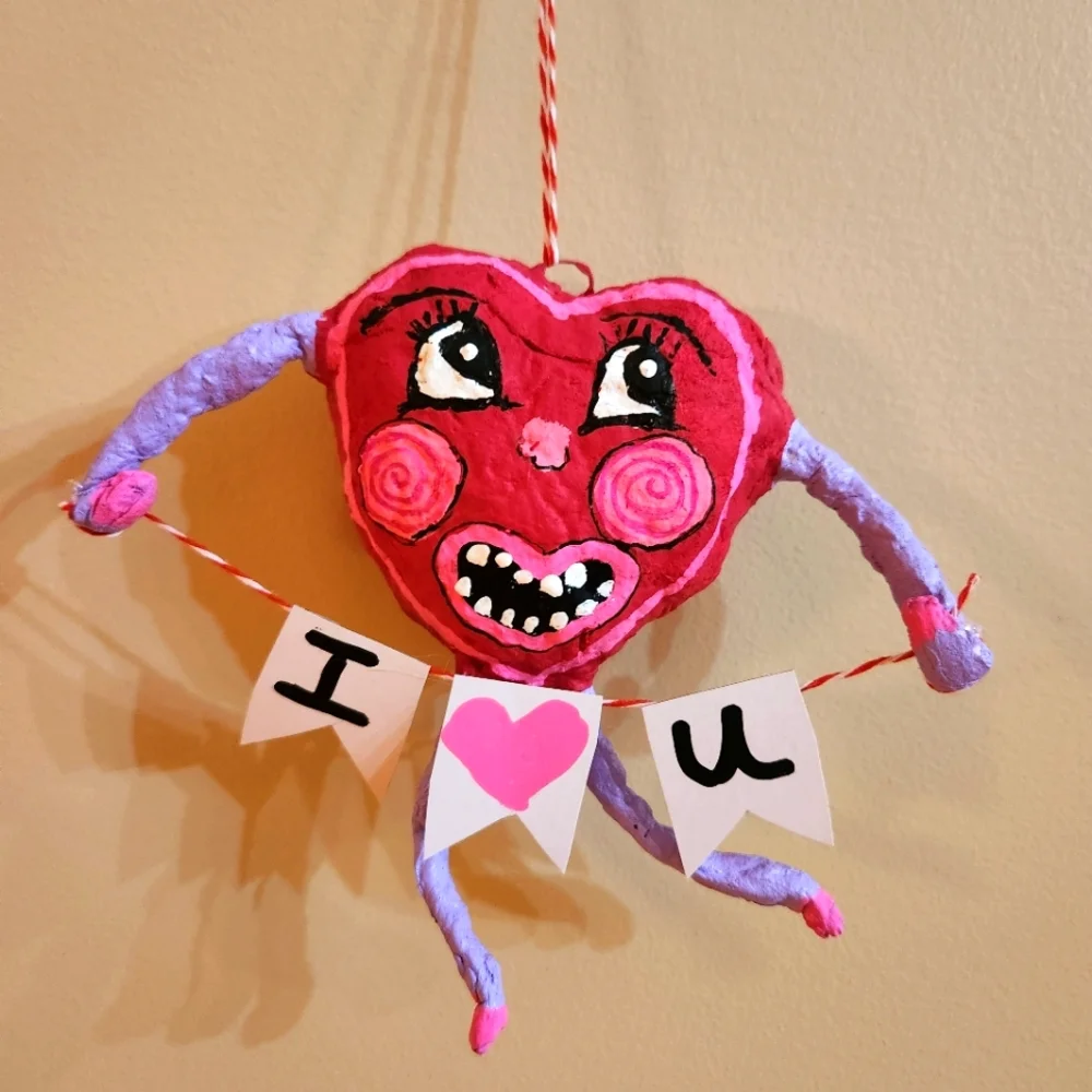 New handmade spun cotton vintage inspired Valentine person. - Picture 1 of 1